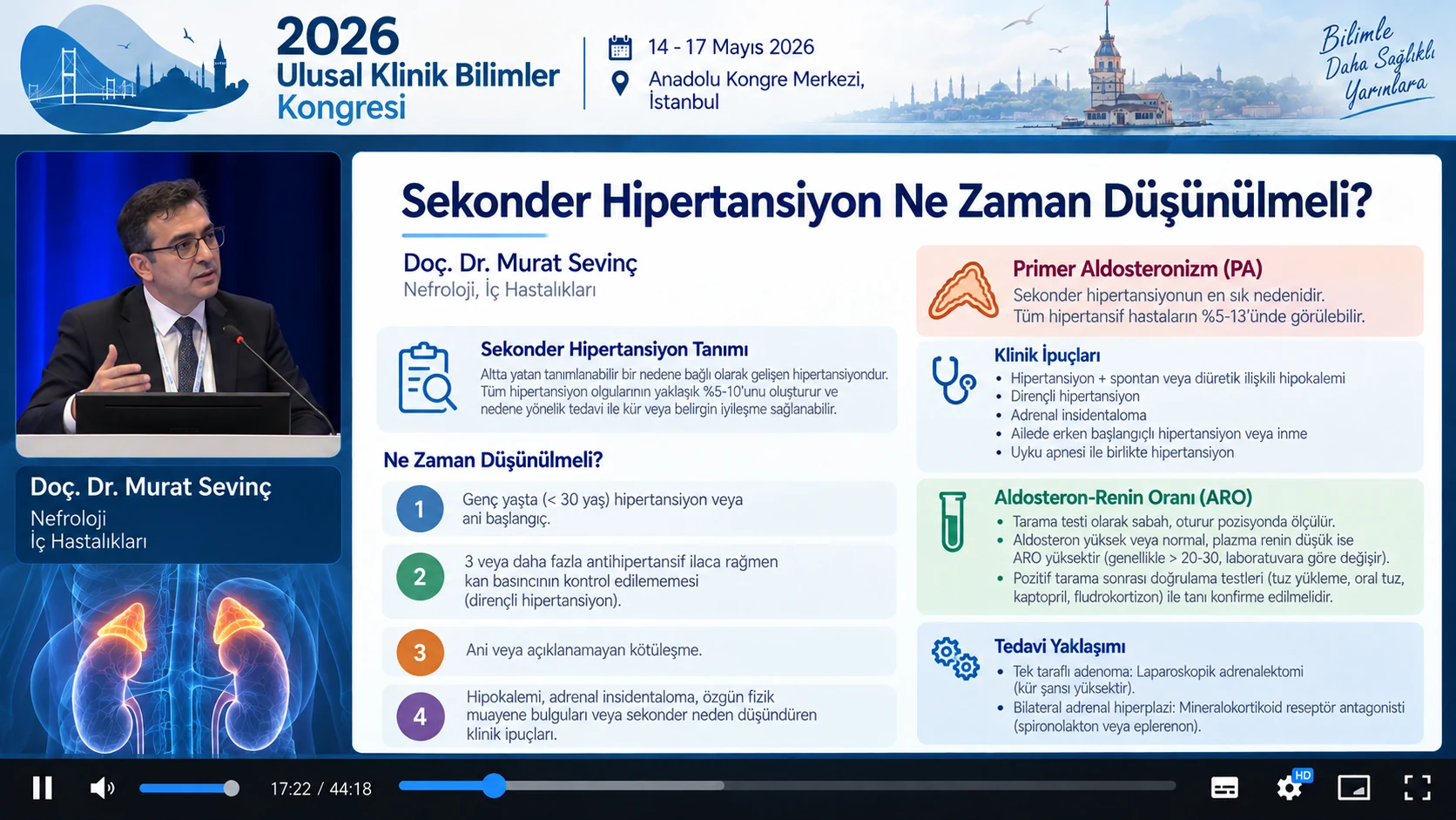 Sekonder hipertansiyon ne zaman düşünülmeli konulu kurgusal kongre videosu